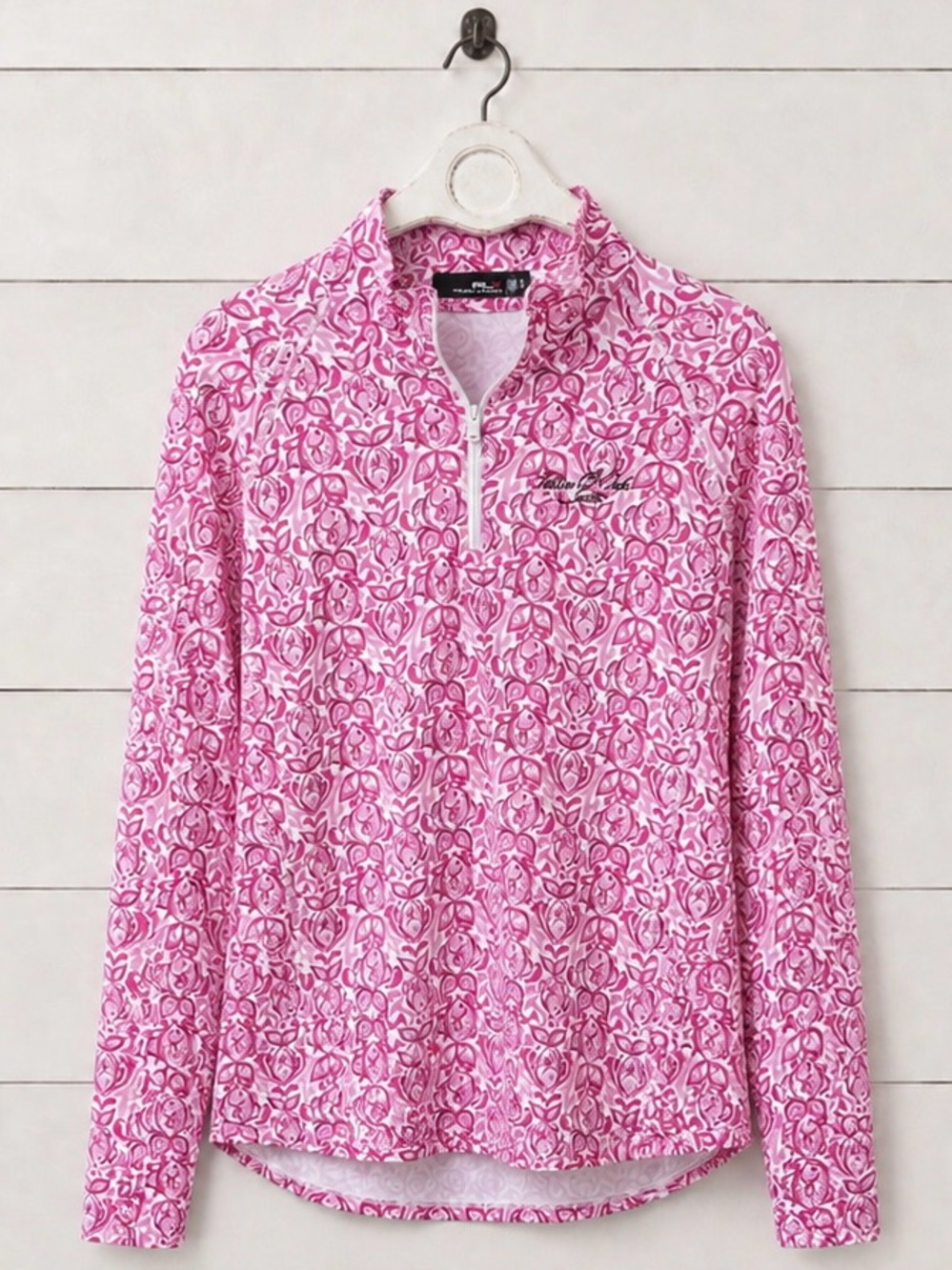 Ralph Lauren RLX Pink Floral Quarter-Zip Pullover - Picture 1 of 8